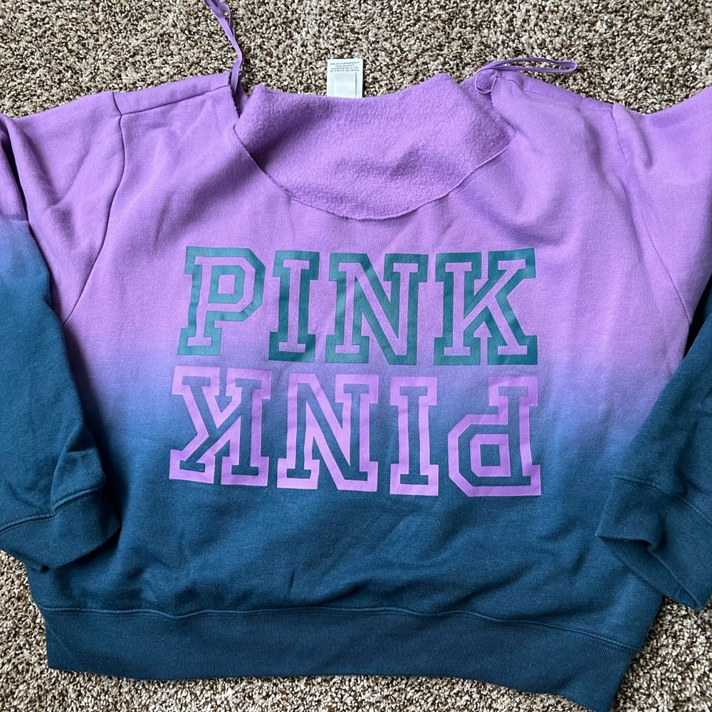 VS Pink Dip Dyed Logo Cropped Pullover